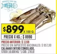 X$ - CALAMAR ENTERO CONGELADO