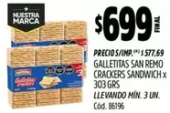X$ - GALLETITAS SAN REMO CRACKERS SANDWICH