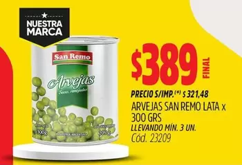 San Remo - ARVEJAS LATA X