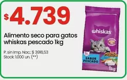 Whiskas - Alimento seco para gatos pescado 1kg