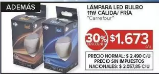 Carrefour - LÁMPARA LED BULBO 11W CALIDA/FRÍA