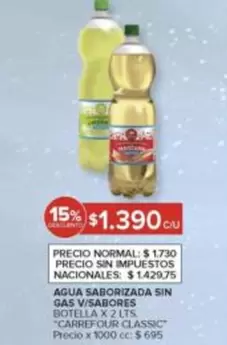 Carrefour - AGUA SABORIZADA SIN GAS V/SABORES