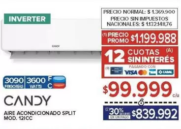 Candy - AIRE ACONDICIONADO SPLIT MOD. 121CC