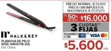 PLANCHA DE PELO MOD. NRHS715-20L