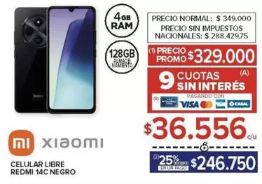 Negro - CELULAR LIBRE REDMI 14C NEGRO