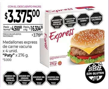 X$ - Medallones express de carne vacuna x 4 unid.