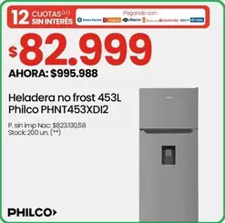 Philco - Heladera no frost 453L PHNT453XDI2