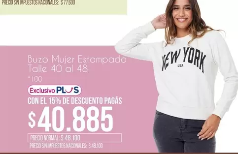 York - Buzo Mujer Estampado Talle 40 al 48