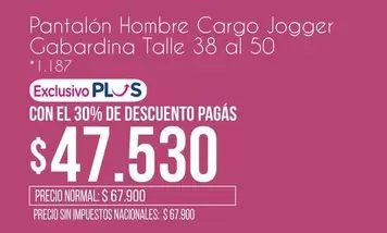 Pantalón Hombre Cargo Jogger Gabardina Talle 38 al 50