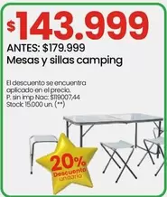 Mesas y sillas camping