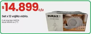 Durax - Set x 12 vajilla vidrio.