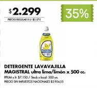 Magistral - DETERGENTE LAVAVAJILLA ultra lima/limón x 500 cc.