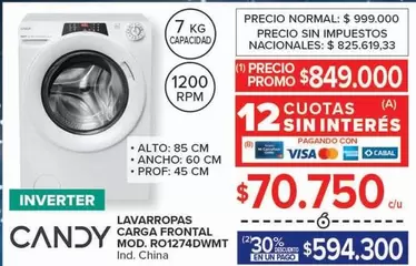 Candy - CARGA FRONTAL MOD. RO1274DWMT