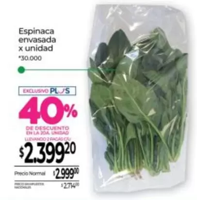 X$ - Espinaca envasada x unidad