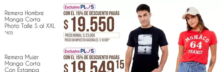 Mónaco - Remera Hombre Manga Corta Photo Talle S al XXL