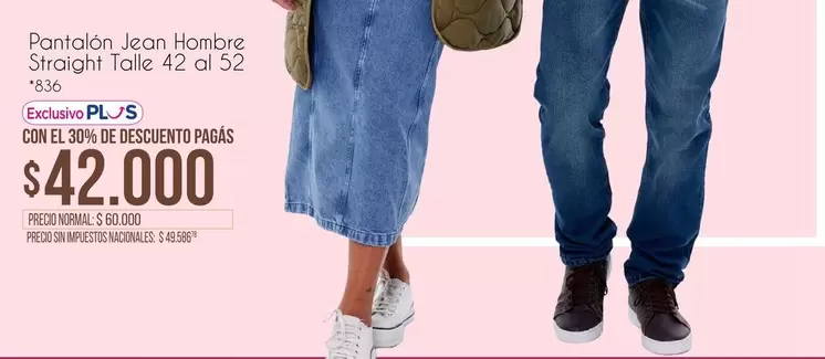 42 - Pantalón Jean Hombre Straight Talle  al 52