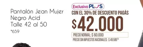 Negro - Pantalón Jean Mujer  Acid