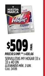 My Hogar - SERVILLETAS MY HOGAR 33 x 33 x 40 UN