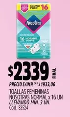 Nosotras - TOALLAS FEMENINAS NORMAL x 16 UN