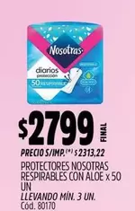 Nosotras - PROTECTORES RESPIRABLES CON ALOE x 50 UN