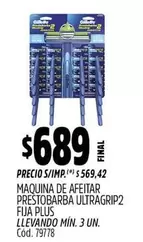 Gillette - MAQUINA DE AFEITAR PRESTOBARBA ULTRAGRIP2 FIJA PLUS