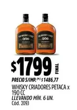Criadores - WHISKY CRIADORES PETACA X 190 CC