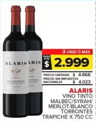 Alaris - Vino Tinto Malbec/Syrah/Merlot/Blanco Torrontes Trapiche