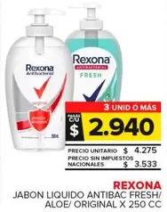 Rexona - Jabon Liquido Antibac Fresh/Aloe/Original