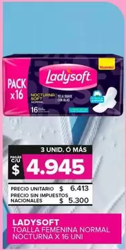 Ladysoft -  Toalla Femenina Normal Nocturna