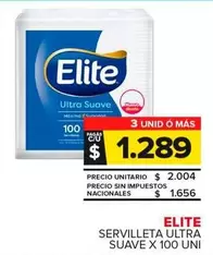 Elite - SERVILLETA ULTRA SUAVE X 100 UNI