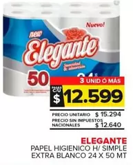 Elegante - Papel Higienico H/Simple Extra Blanco
