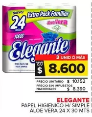 Elegante - Papel Higienico H/Simple Aloe Vera