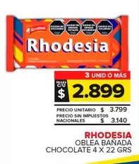 Rhodesia - Oblea Bañada Chocolate 