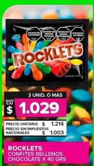 Rocklets - Confites Rellenos Chocolate 