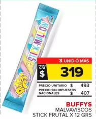 Buffys - Malvaviscos Stick Frutal