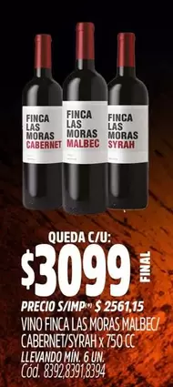 Finca Las Moras - FINCA LAS MORAS MALBEC/CABERNET/SYRAH x 750 CC