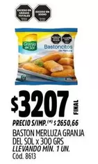 Granja del Sol - BASTON MERLUZA x 300 GRS