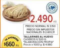 X$ - TALLARINES AL HUEVO