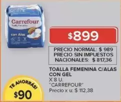 Carrefour - TOALLA FEMENINA C/ALAS CON GEL