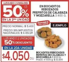 X$ - BOCADITOS REBOZADOS PREFRITOS DE CALABAZA Y MOZZARELLA
