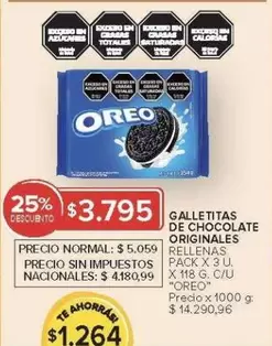 Oreo - GALLETITAS DE CHOCOLATE ORIGINALES RELLENAS