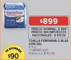 Carrefour - TOALLA FEMENINA C/ALAS CON GEL