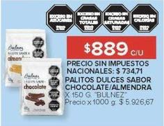 X$ - PALITOS DULCES SABOR CHOCOLATE/ALMENDRA