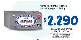 Primer - Manteca PRIMER PRECIO