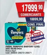 Pampers - PAÑAL BABYDRY G/XG/XXG