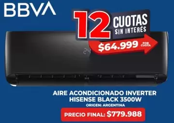 Hisense - AIRE ACONDICIONADO INVERTER BLACK 3500W