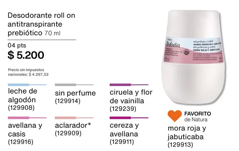 Mora - Desodorante roll on antitranspirante prebiótico