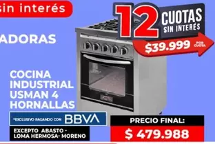 COCINA INDUSTRIAL USMAN 4 HORNALLAS