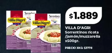 Villa D'agri - Sorrentinos ricota /Jamón/muzzarella x500gr.