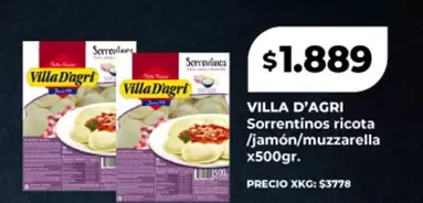 Villa D'agri - Sorrentinos ricota /jamón/muzzarella x500gr.